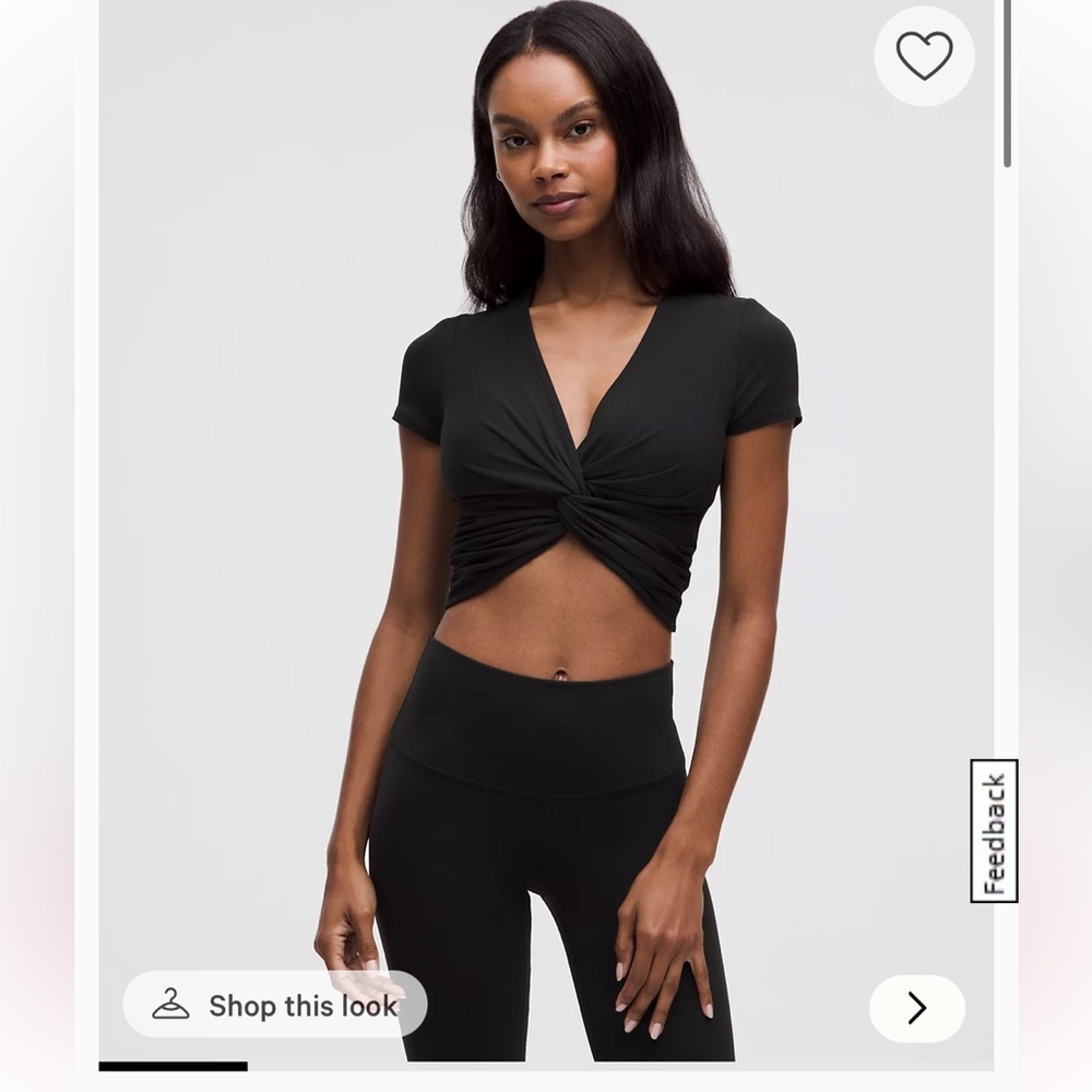 Lululemon Black Modal-Silk Twist-Front Cropped T-Shirt